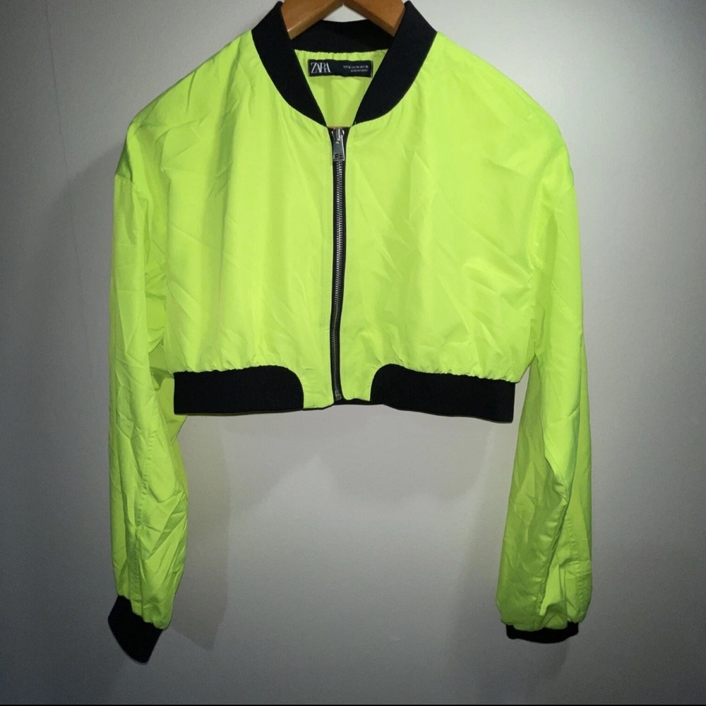 Zara Yellow and Black Bomber Jacket